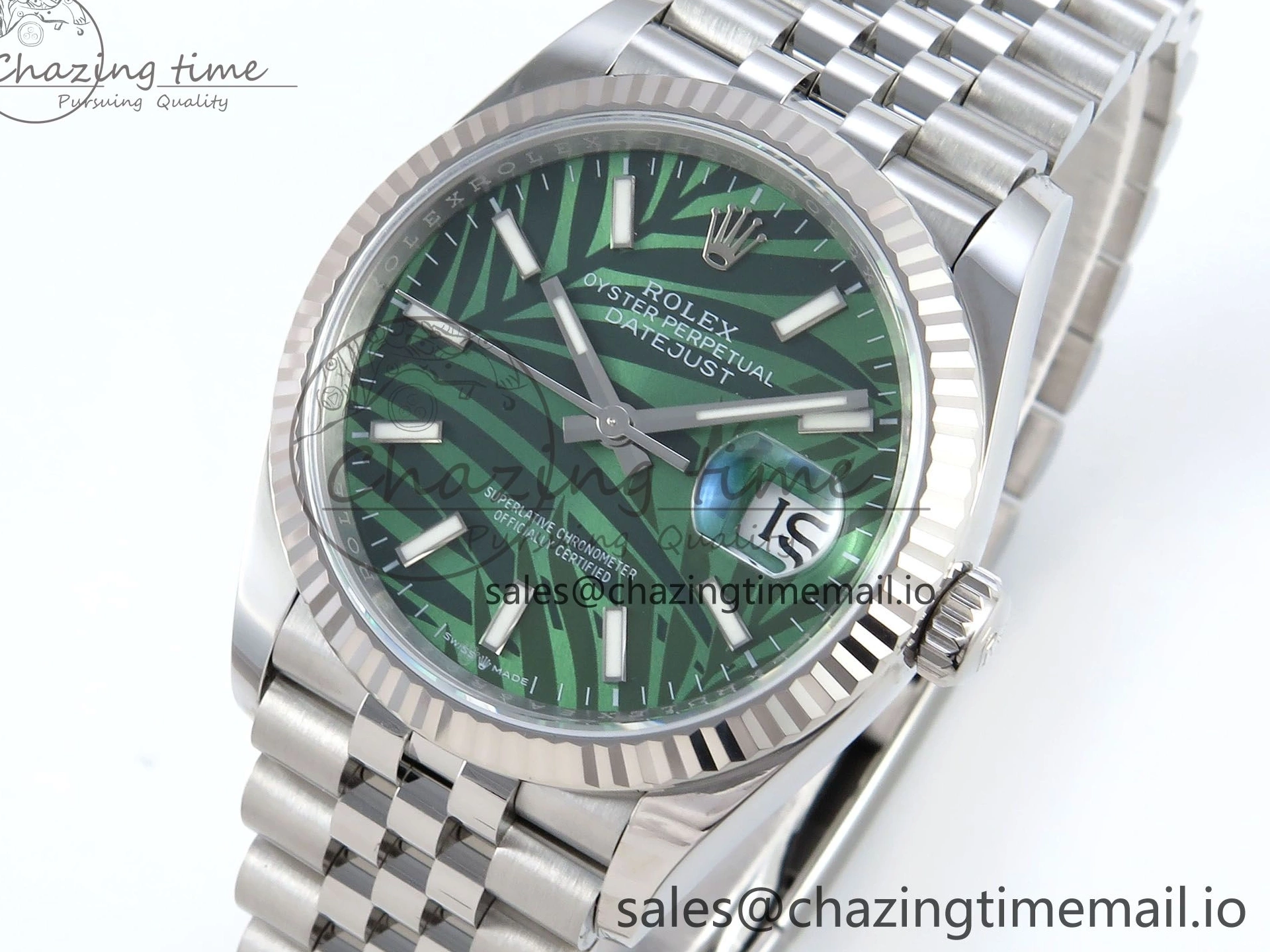 DateJust Jubilee Leaf A3235 Bracelet Edition EWEF on Green Dial 36 Marker Stick 126234 Best 0307